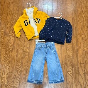 GAP distressed cropped jeans, jacket & H&M topKids